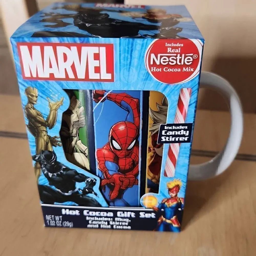 Marvel superhero gift set mug,cocoa,and stirrer